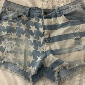 American flag high waisted shorts